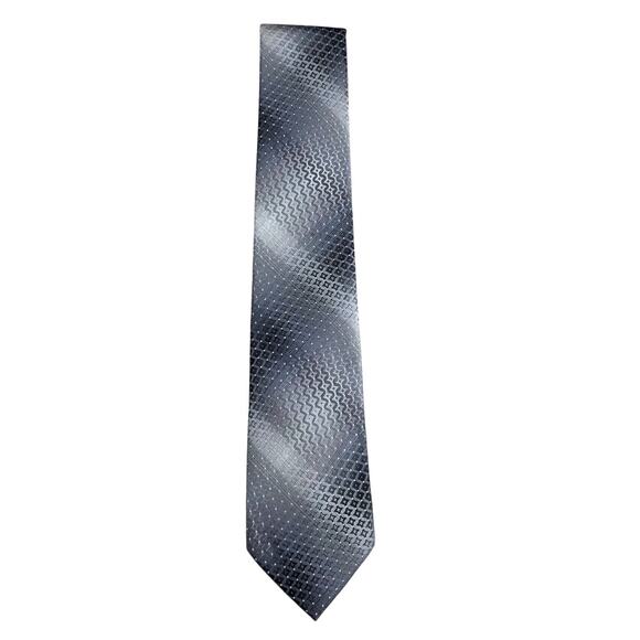 Van Heusen Tie Men One Size Gray Geometric Pattern Classic Polyester Necktie - Picture 1 of 4